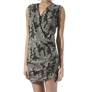 IRO Shana silk print draped dress XS 2